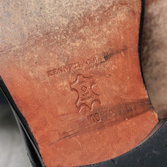 Kenneth Cole New York Black Leather Slip On Square Toe Loafers Mens Size 10 - Picture 15 of 15